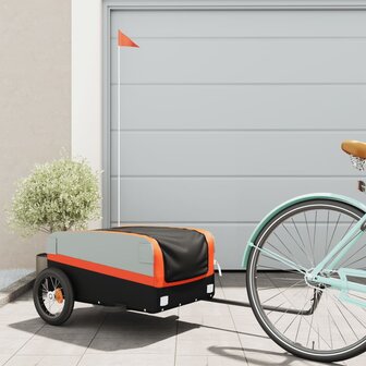 Fietstrailer 30 kg ijzer zwart en oranje 1