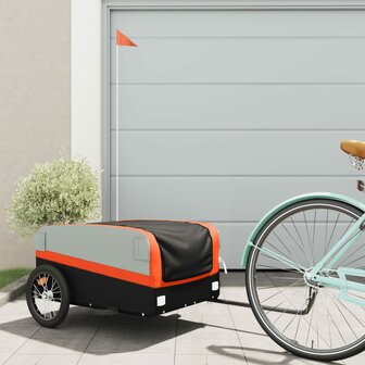 Fietstrailer 45 kg ijzer zwart en oranje 1