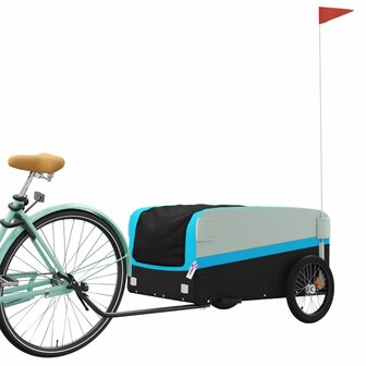 Fietstrailer 45 kg ijzer zwart en blauw 3