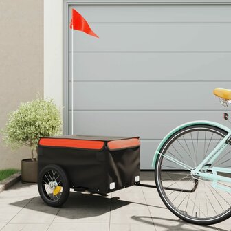 Fietstrailer 30 kg ijzer zwart en oranje 1