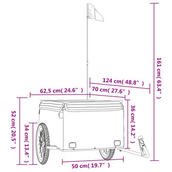 Fietstrailer 45 kg ijzer zwart 12