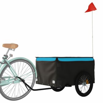 Fietstrailer 45 kg ijzer zwart en blauw 3