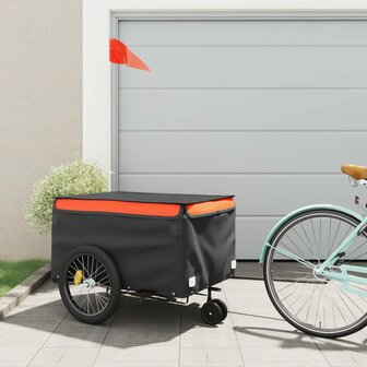 Fietstrailer 45 kg ijzer zwart en oranje 1