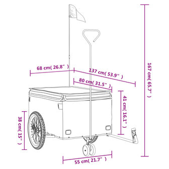 Fietstrailer 45 kg ijzer zwart en oranje 12