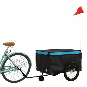 Fietstrailer 45 kg ijzer zwart en blauw 3