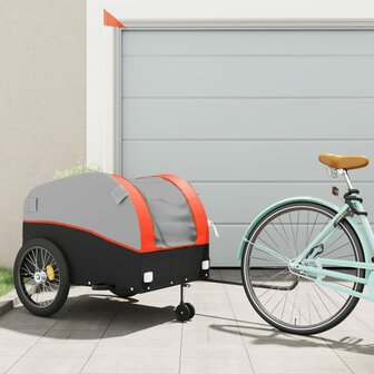 Fietstrailer 45 kg ijzer zwart en oranje 1