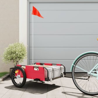 Fietstrailer oxford stof en ijzer rood 1