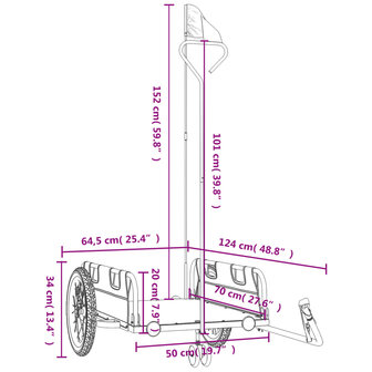 Fietstrailer oxford stof en ijzer grijs 11