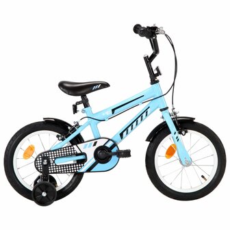 Kinderfiets 14 inch zwart en blauw 1