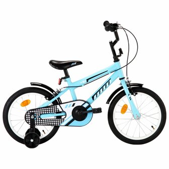 Kinderfiets 16 inch zwart en blauw 1