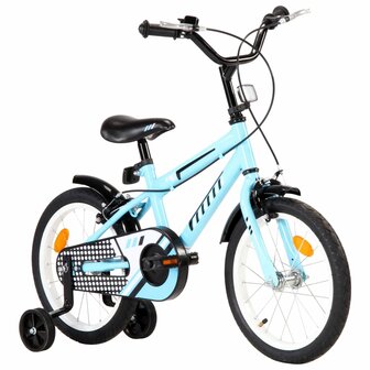 Kinderfiets 16 inch zwart en blauw 2