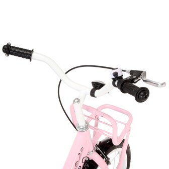 Kinderfiets met voordrager 14 inch wit en roze 4