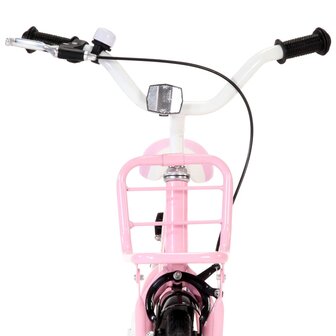 Kinderfiets met voordrager 14 inch wit en roze 5