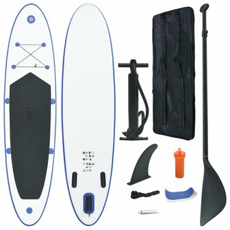 Stand Up Paddleboardset opblaasbaar blauw en wit 1