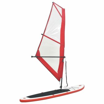 Stand-up paddleboard opblaasbaar met zeilset rood en wit 1