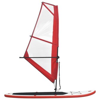 Stand-up paddleboard opblaasbaar met zeilset rood en wit 2