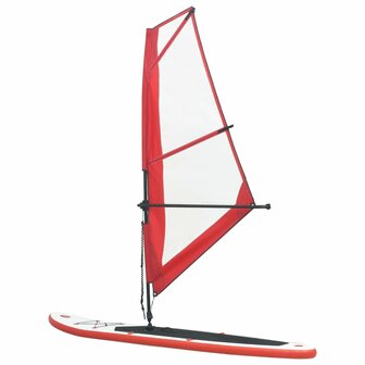 Stand-up paddleboard opblaasbaar met zeilset rood en wit 3