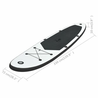 Stand-up paddleboard opblaasbaar zwart en wit 9