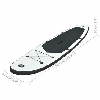 Stand Up Paddleboardset opblaasbaar zwart en wit 9