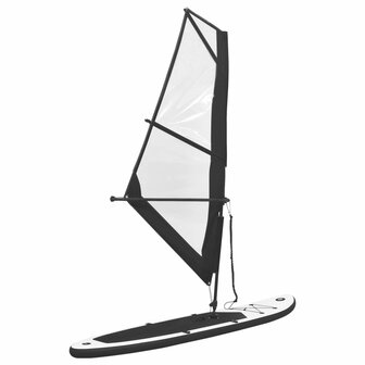 Stand Up Paddleboard opblaasbaar met zeilset zwart en wit 2