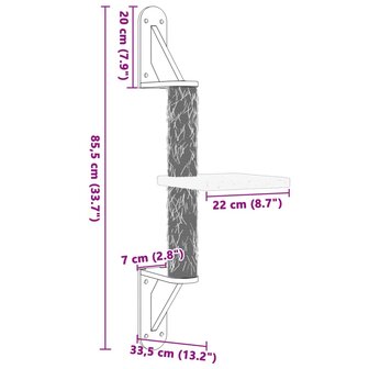 Kattenmeubel wandgemonteerd met krabpaal 85,5 cm cr&egrave;mekleurig 7