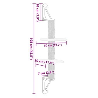 Kattenmeubel wandgemonteerd met krabpaal 108 cm cr&egrave;mekleurig 7