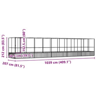 Voli&egrave;re met verlengstuk 1039x207x212 m staal zilverkleurig 8