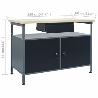 Werkbank 120x60x85 cm staal zwart 9