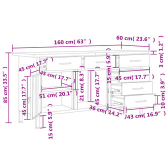 Werkbank 160x60x85 cm staal zwart 9