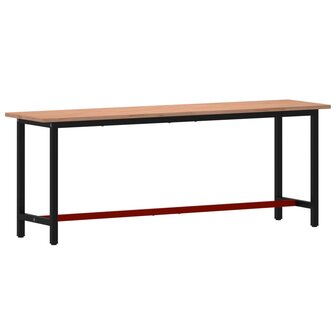 Werkbank 220x55x81,5 cm massief beukenhout en metaal 2