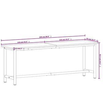 Werkbank 220x55x81,5 cm massief beukenhout en metaal 9