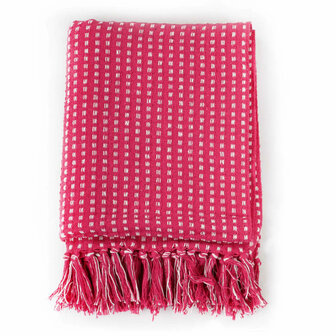 Plaid vierkantjes 125x150 cm katoen roze 2