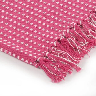 Plaid vierkantjes 125x150 cm katoen roze 4