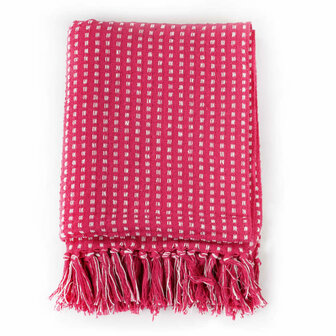 Plaid vierkanten 220x250 cm katoen roze 2