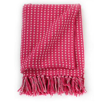 Plaid vierkanten 220x250 cm katoen roze 3