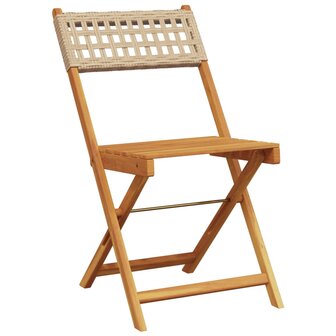 3-delige Bistroset poly rattan en massief hout beige 3