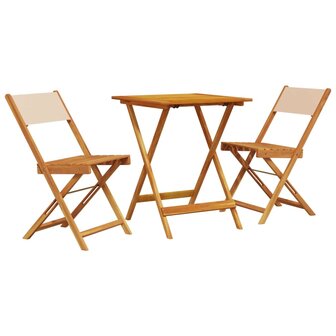 3-delige Bistroset stof en massief hout beige 2