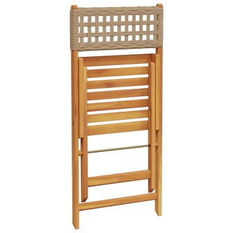 3-delige Bistroset poly rattan en massief hout beige 8