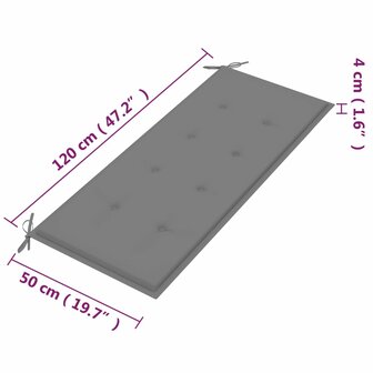 Tuinbank 2-zits met kussen 120 cm massief eucalyptushout 11