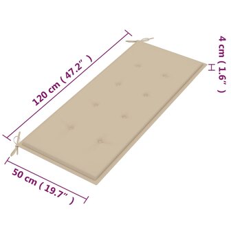 Tuinbank 2-zits met kussen 120 cm massief eucalyptushout 11