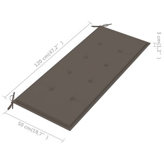 Tuinbank 2-zits met kussen 120 cm massief eucalyptushout 11