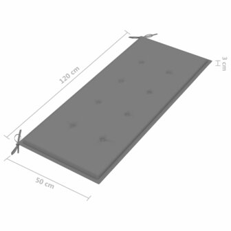 Tuinbank 2-zits met kussen 120 cm eucalyptushout grijs 10