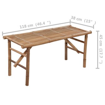 Tuinbank inklapbaar met kussen 118 cm bamboe 8