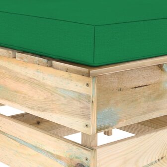 Hocker sectioneel met kussen groen ge&iuml;mpregneerd hout 4