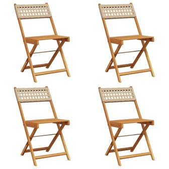 Tuinstoelen 4 st inklapbaar poly rattan en massief hout beige 2