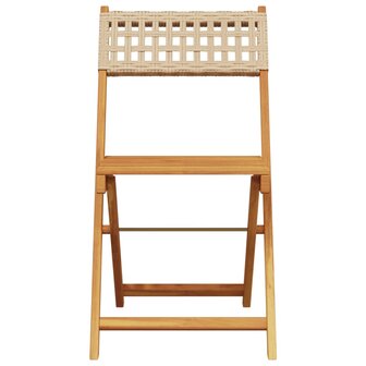 Tuinstoelen 4 st inklapbaar poly rattan en massief hout beige 4