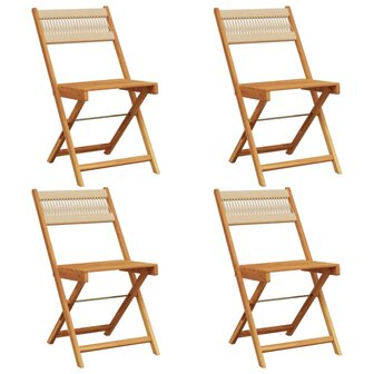 Tuinstoelen 4 st inklapbaar massief acaciahout beige 2