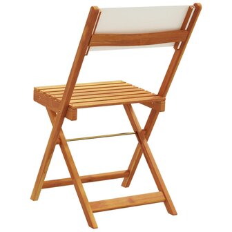 Tuinstoelen 4 st inklapbaar massief hout en stof cr&egrave;mewit 6