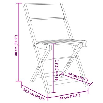 Tuinstoelen 4 st inklapbaar massief hout en stof cr&egrave;mewit 10