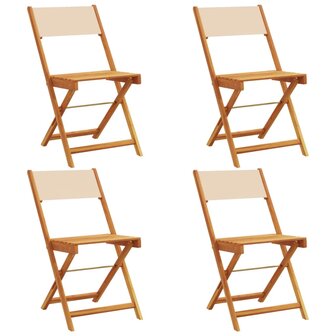 Tuinstoelen 4 st inklapbaar stof en massief hout beige 2